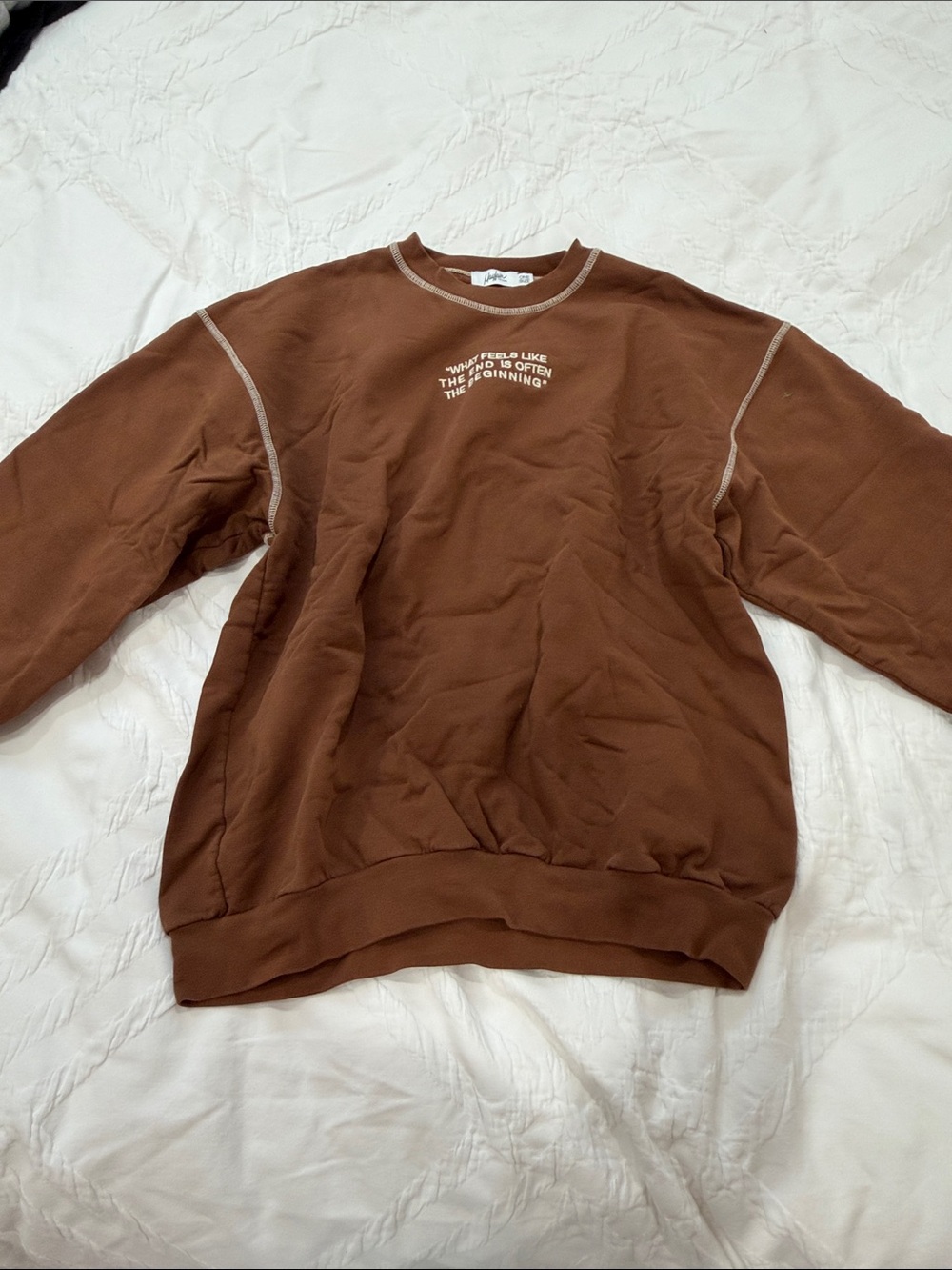 Men's Brown Crewneck Sweatshirt with Contrast Stitching